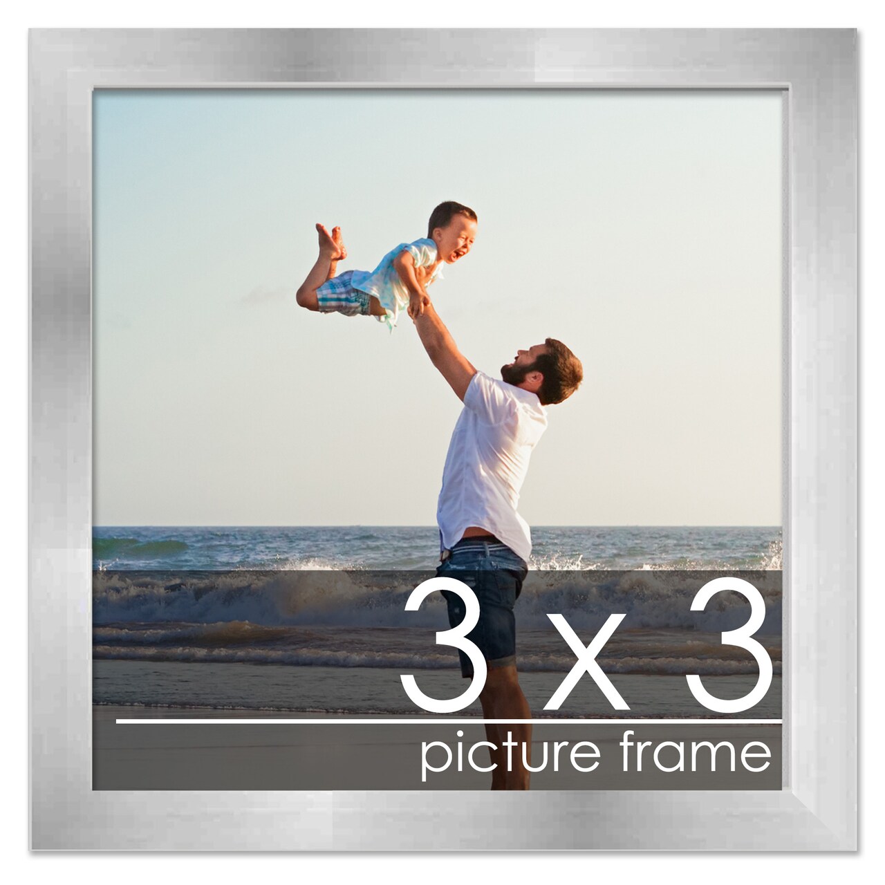3x3 Solid Wood Picture Frame with UV-Resistant Acrylic & Acid-Free Backing, Available in 6 Finishes: Matte Black, Matte White, Metallic Bronze, Silver, Natural Wood Grain & Mahogany